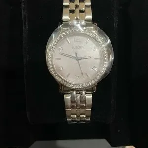 Bulova pink faced,silver, with Swarovski crystals watch.  NWT, never worn Bulova Sutton Diamond Pink Dial 96P249 Women main image 4